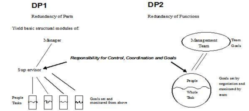 The Emery's depecition of DP1 and DP2 organizations.